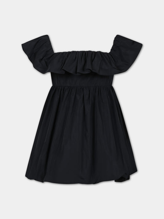 Vestito nero per bambina con rouches,Msgm Kids,S4MSJGDR146 110