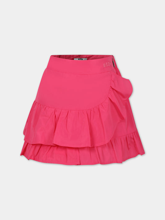 Gonna fucsia per bambina con logo,Msgm Kids,S4MSJGSK141 044