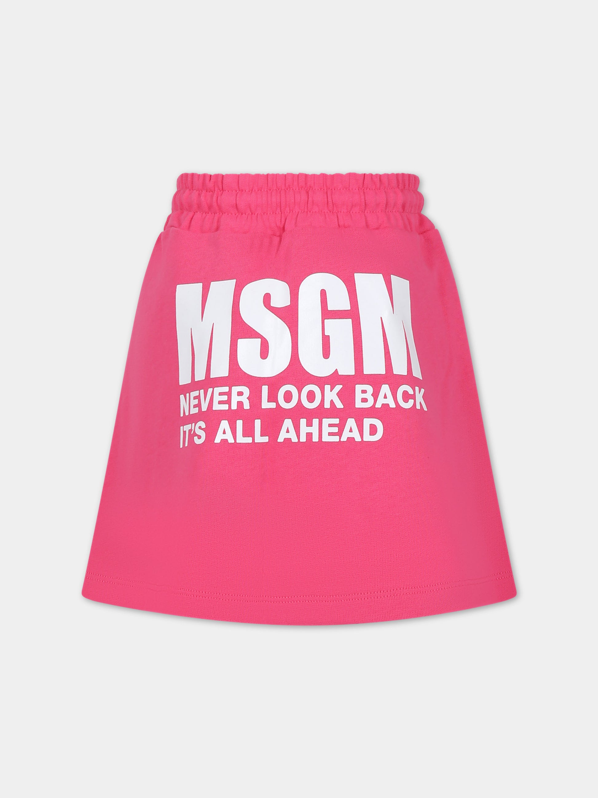 Gonna fucsia per bambina con logo e scritta,Msgm Kids,S4MSJGSK030 044