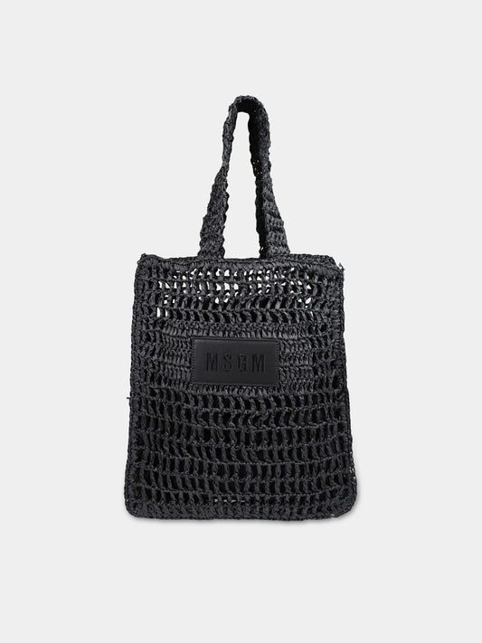Borsa nera per bambina con logo,Msgm Kids,S4MSJGBA059 110
