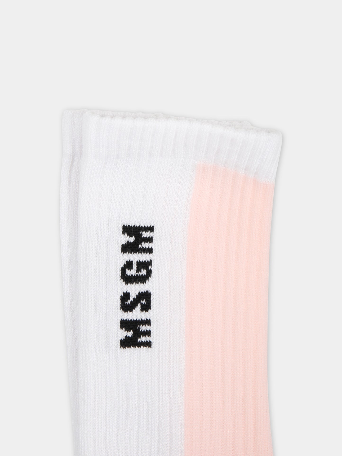 Calze rosa per bambina con logo,Msgm Kids,S4MSJUSO037 709