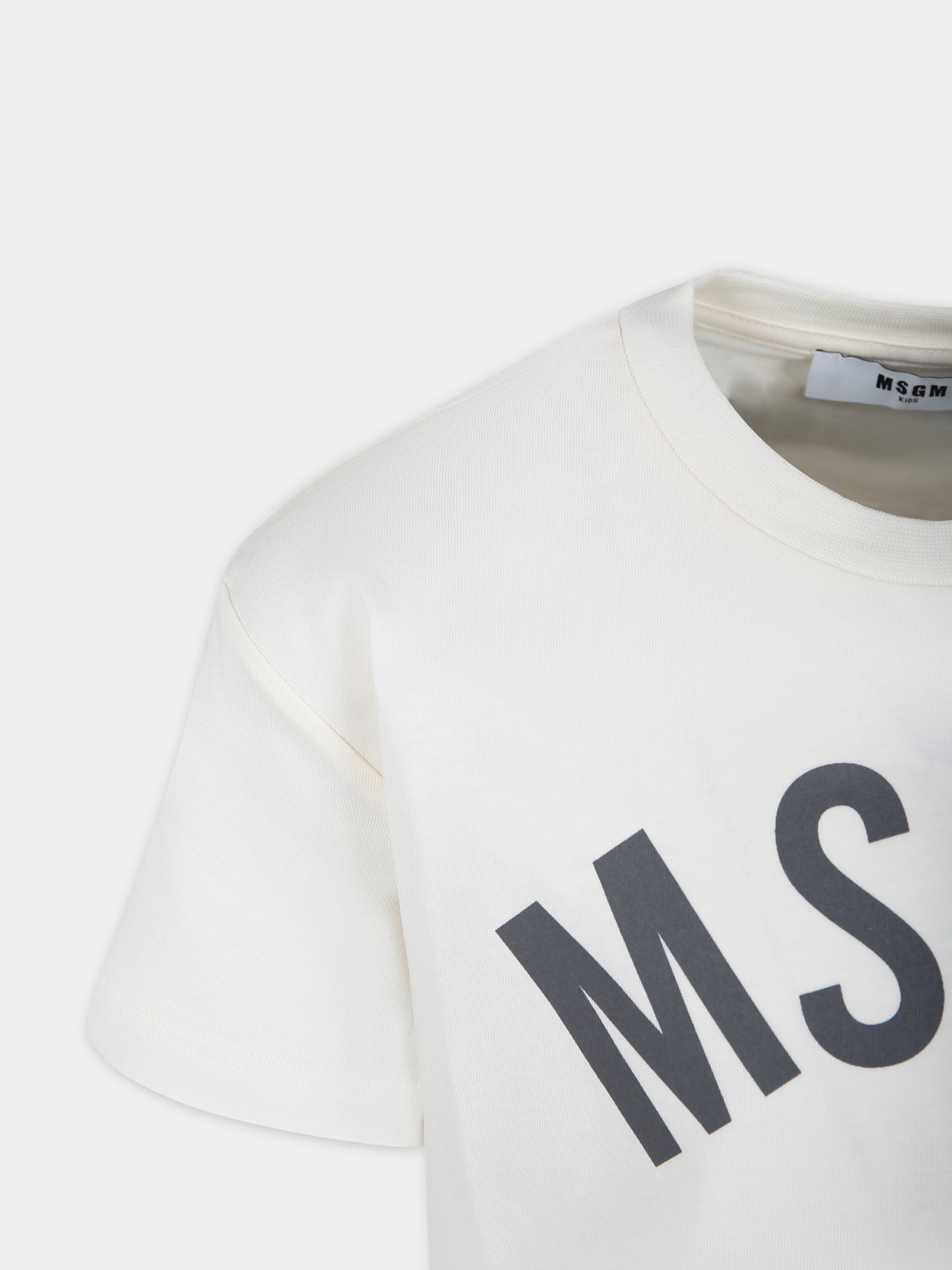 T-shirt avorio per bambino con logo,Msgm Kids,S4MSJBTH265 013