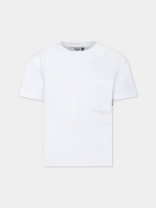 T-shirt bianca per bambino con logo,Msgm Kids,S4MSJBTH204 001