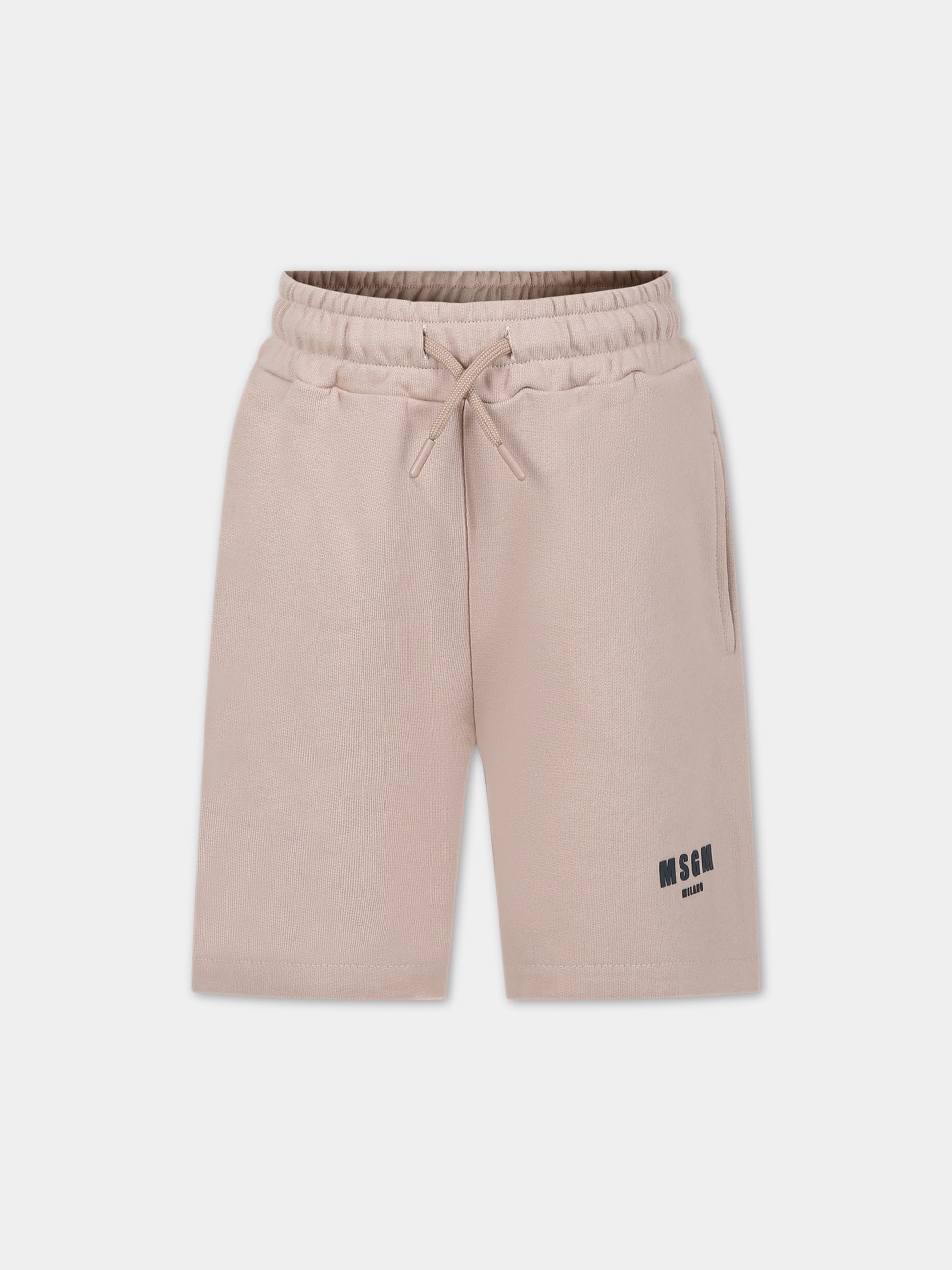 Shorts beige per bambino con logo,Msgm Kids,S4MSJBBE268 015
