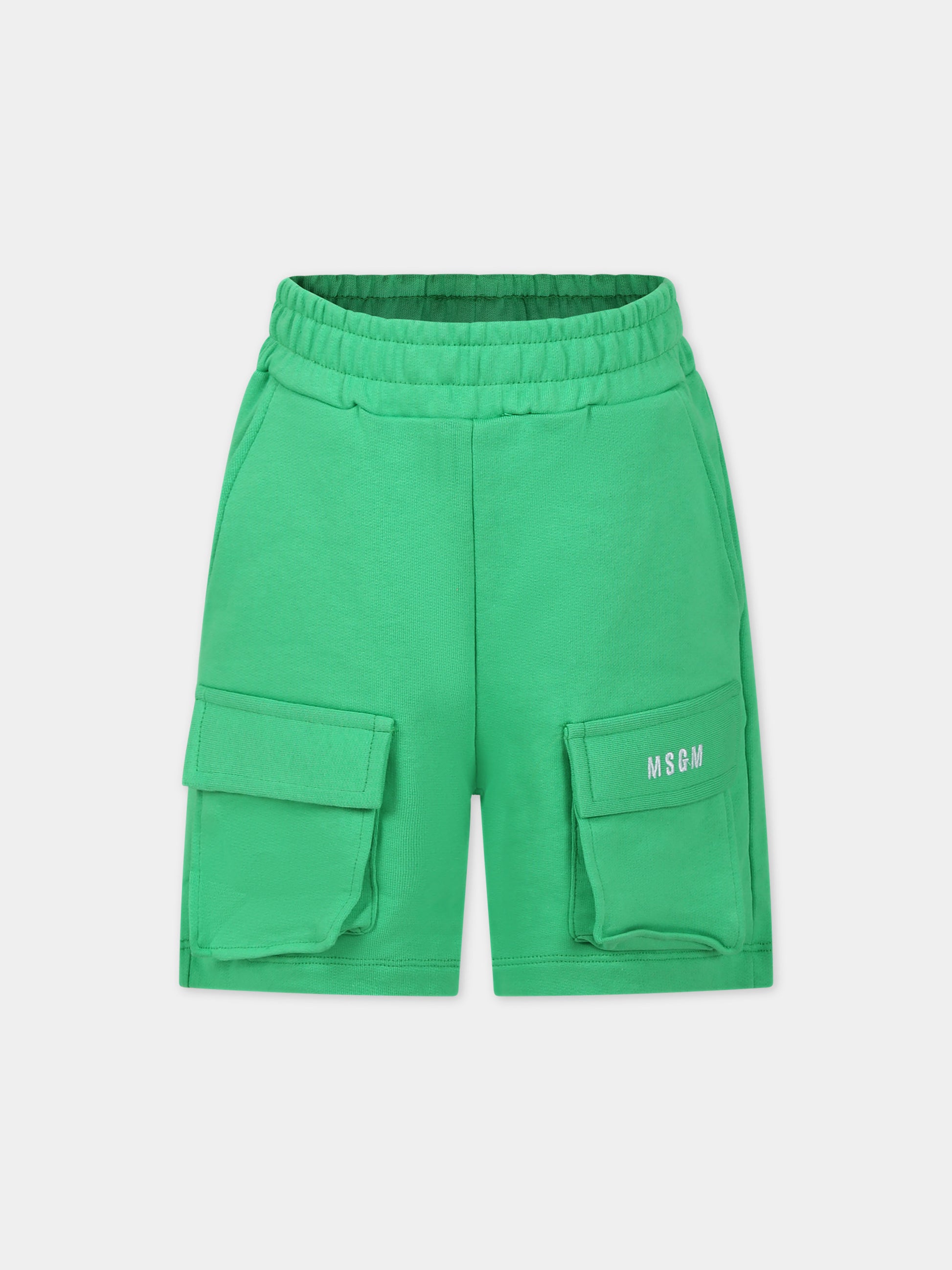 Shorts verdi per bambino con logo,Msgm Kids,S4MSJUBE002 080