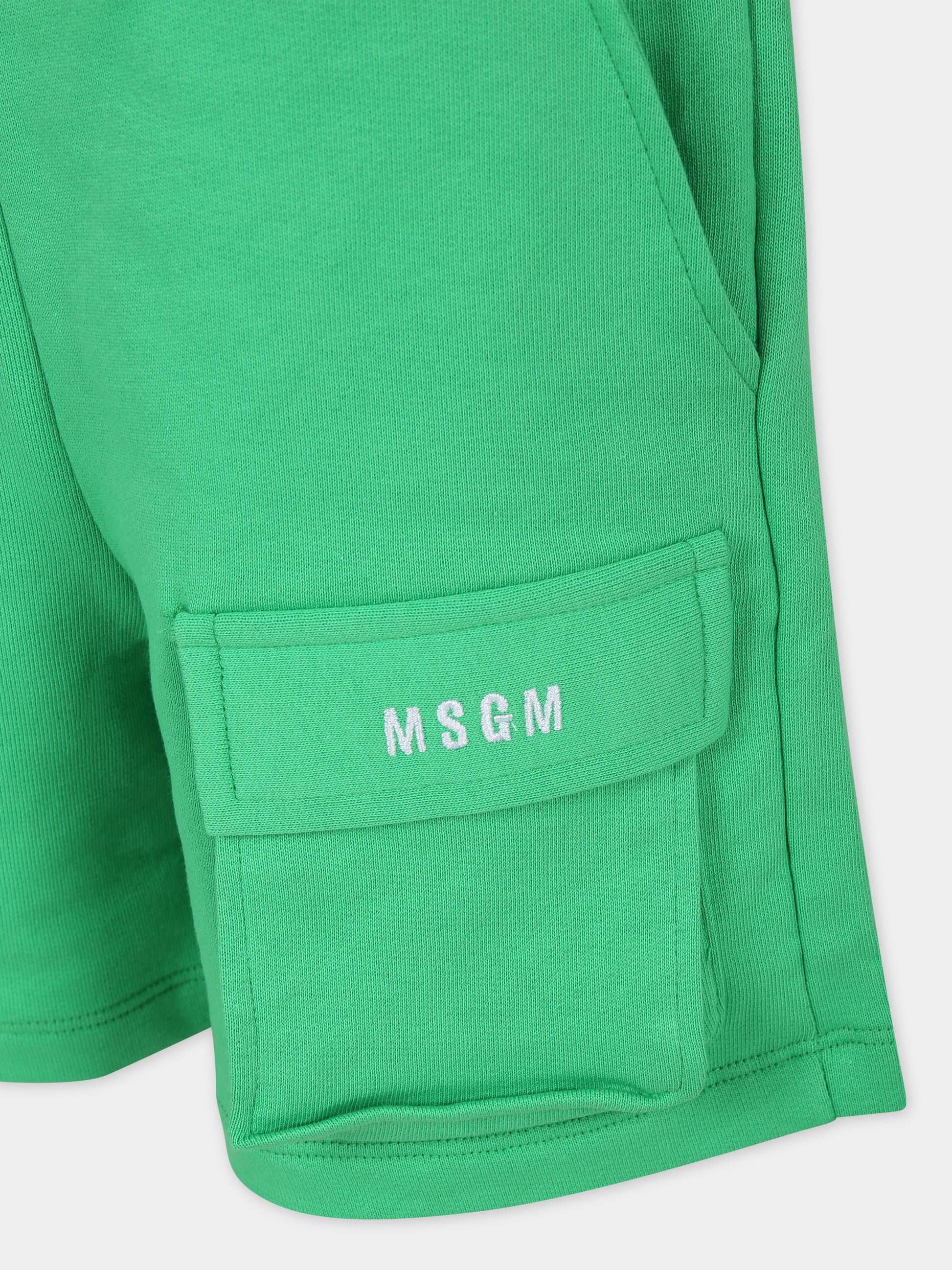 Shorts verdi per bambino con logo,Msgm Kids,S4MSJUBE002 080