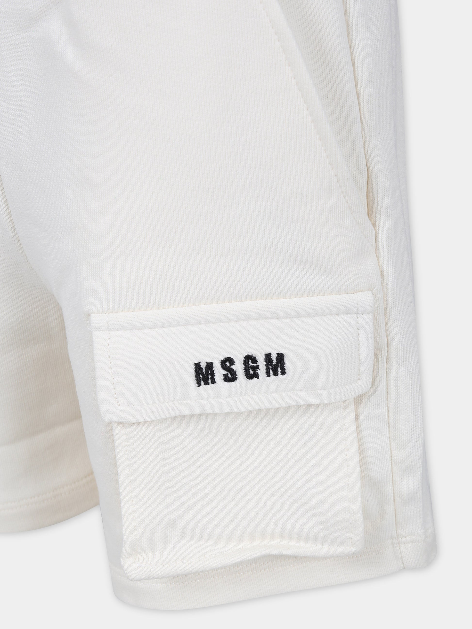 Shorts avorio per bambino con logo,Msgm Kids,S4MSJUBE002 013