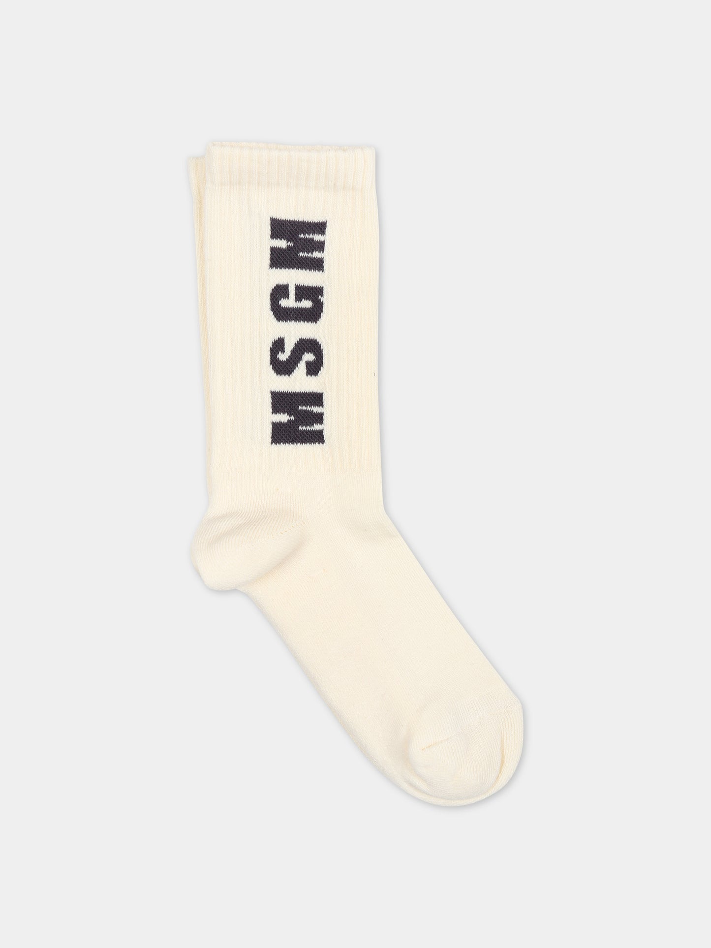 Calze avorio per bambino con logo,Msgm Kids,S4MSJBSO269 013