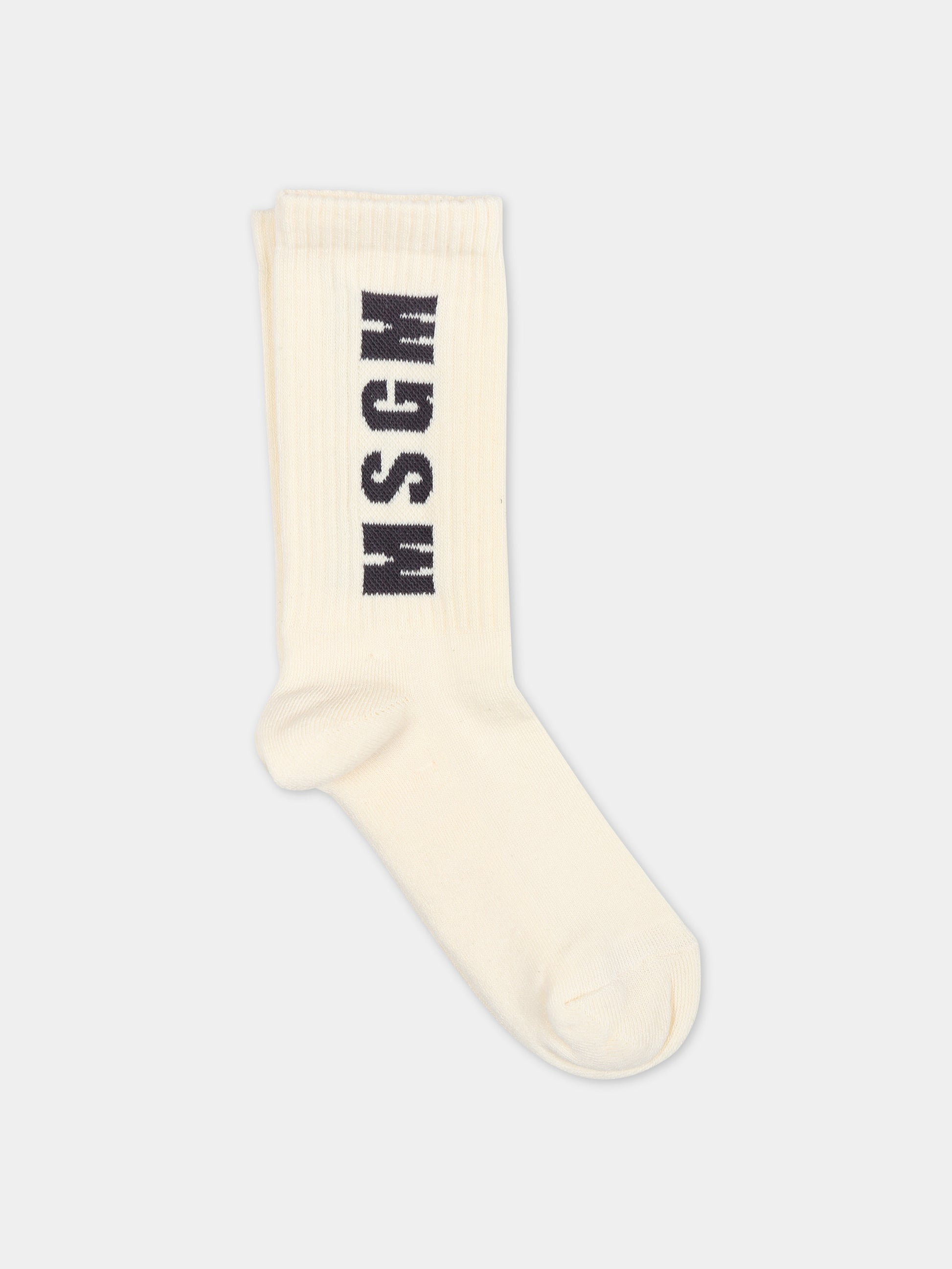 Calze avorio per bambino con logo,Msgm Kids,S4MSJBSO269 013