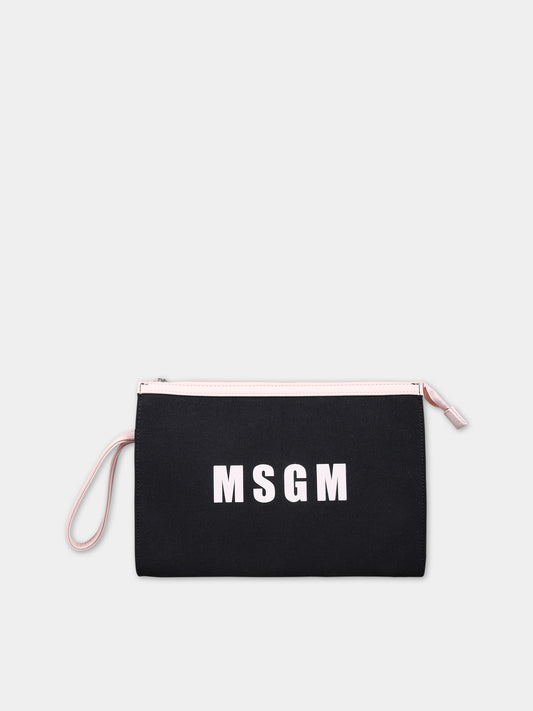 Pochette nera per bambina con logo,Msgm Kids,S4MSJGBA049 110