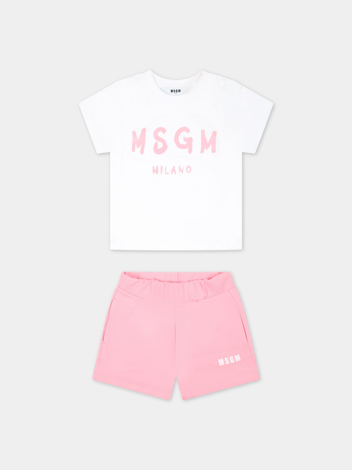 Completo rosa per neonata con logo,Msgm Kids,S4MSNBTR320 001/18