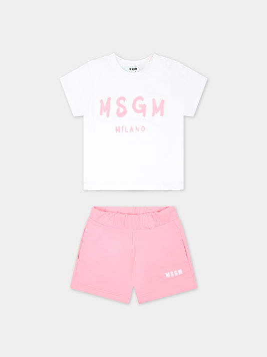 Completo rosa per neonata con logo,Msgm Kids,S4MSNBTR320 001/18