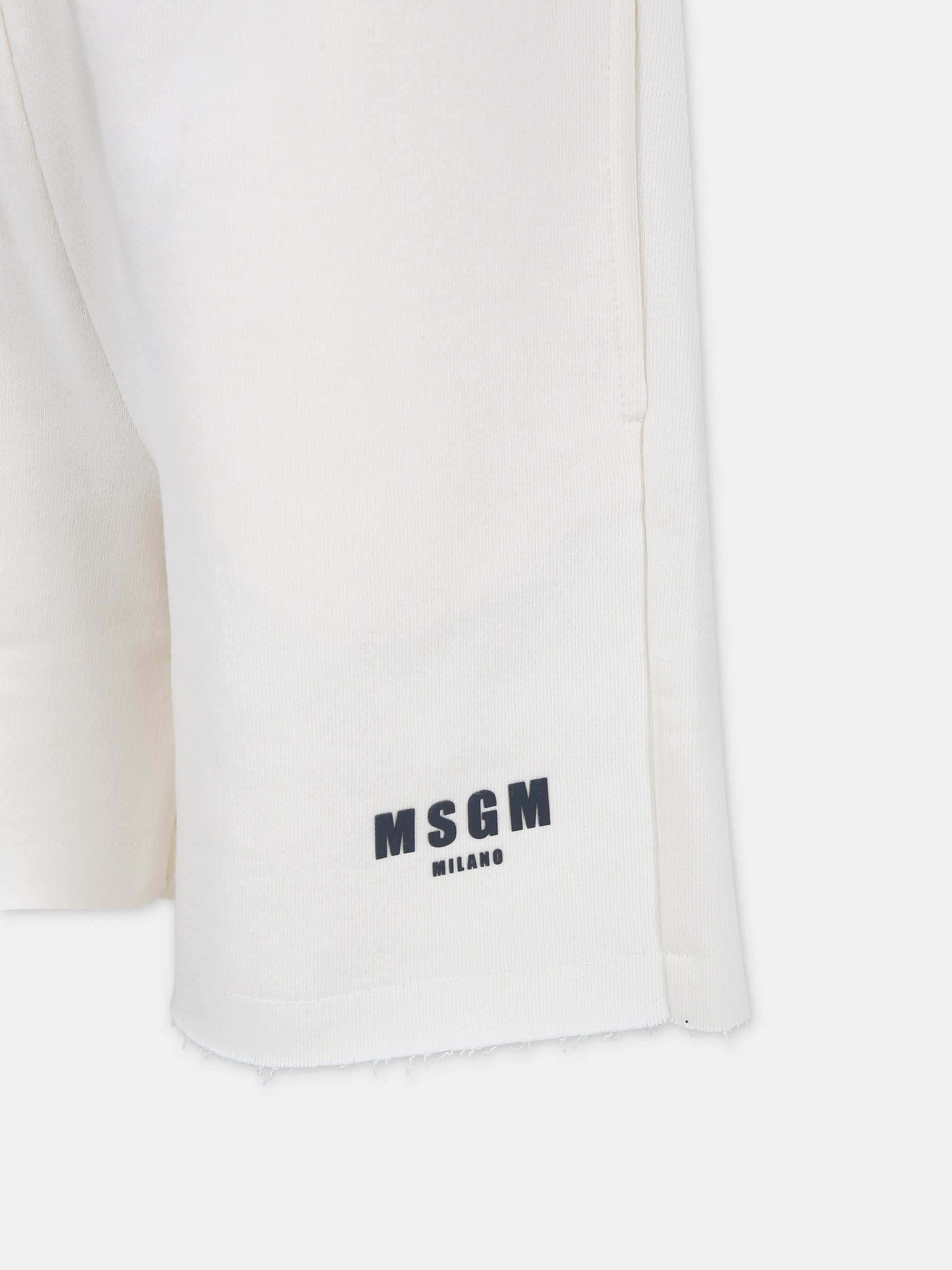 Shorts avorio per bambino con logo,Msgm Kids,S4MSJBBE268 013