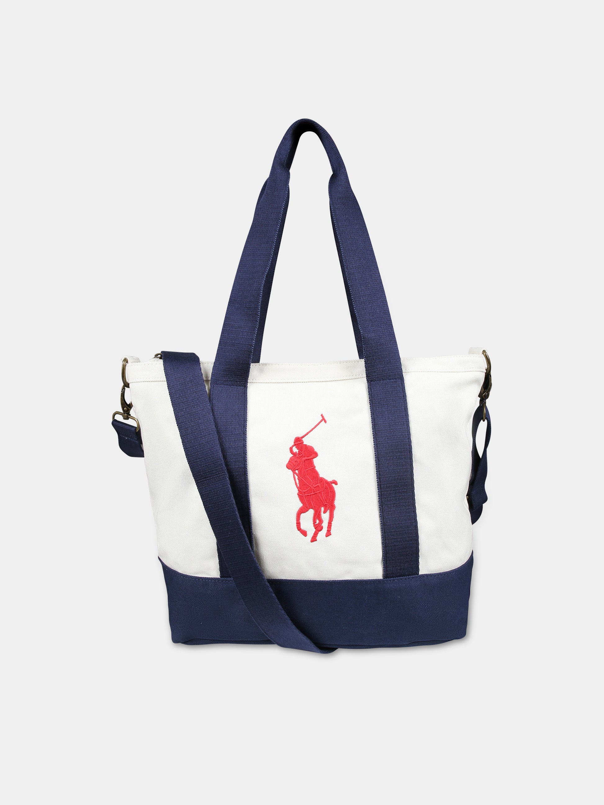 Borsa casual avorio per bambina con cavallino,Ralph Lauren Kids,24SMRL9AR023 BDF