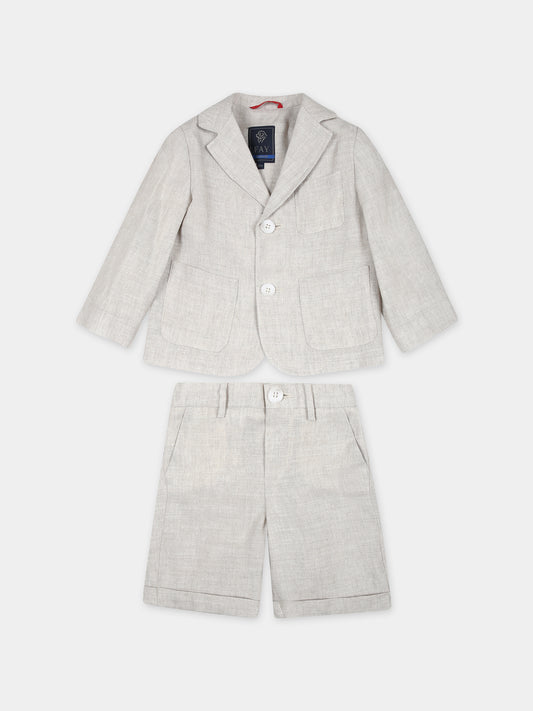 Completo beige per neonato con logo,Fay Kids,FU3520 I0215 166