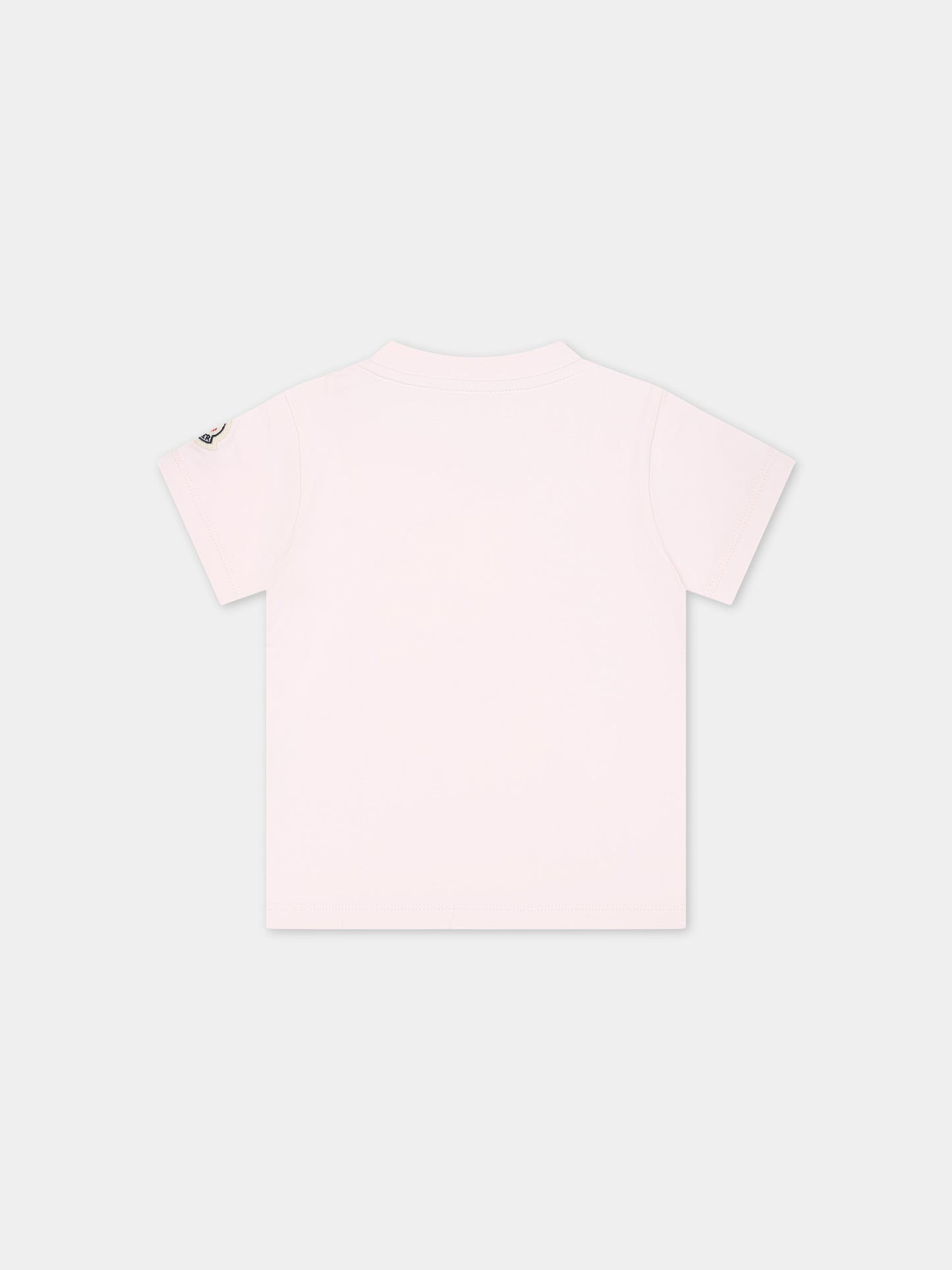 T-shirt rosa per neonata con logo,Moncler Kids,951 8C00006 8790N 503