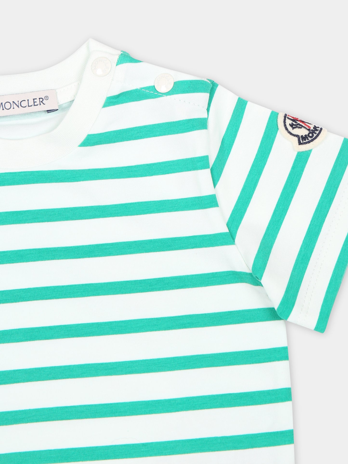 T-shirt verde per neonato con logo,Moncler Kids,951 8C00009 89AK2 S80