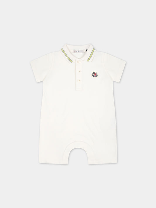 Pagliaccetto bianco per neonati con logo,Moncler Kids,951 8L00011 8496F F80