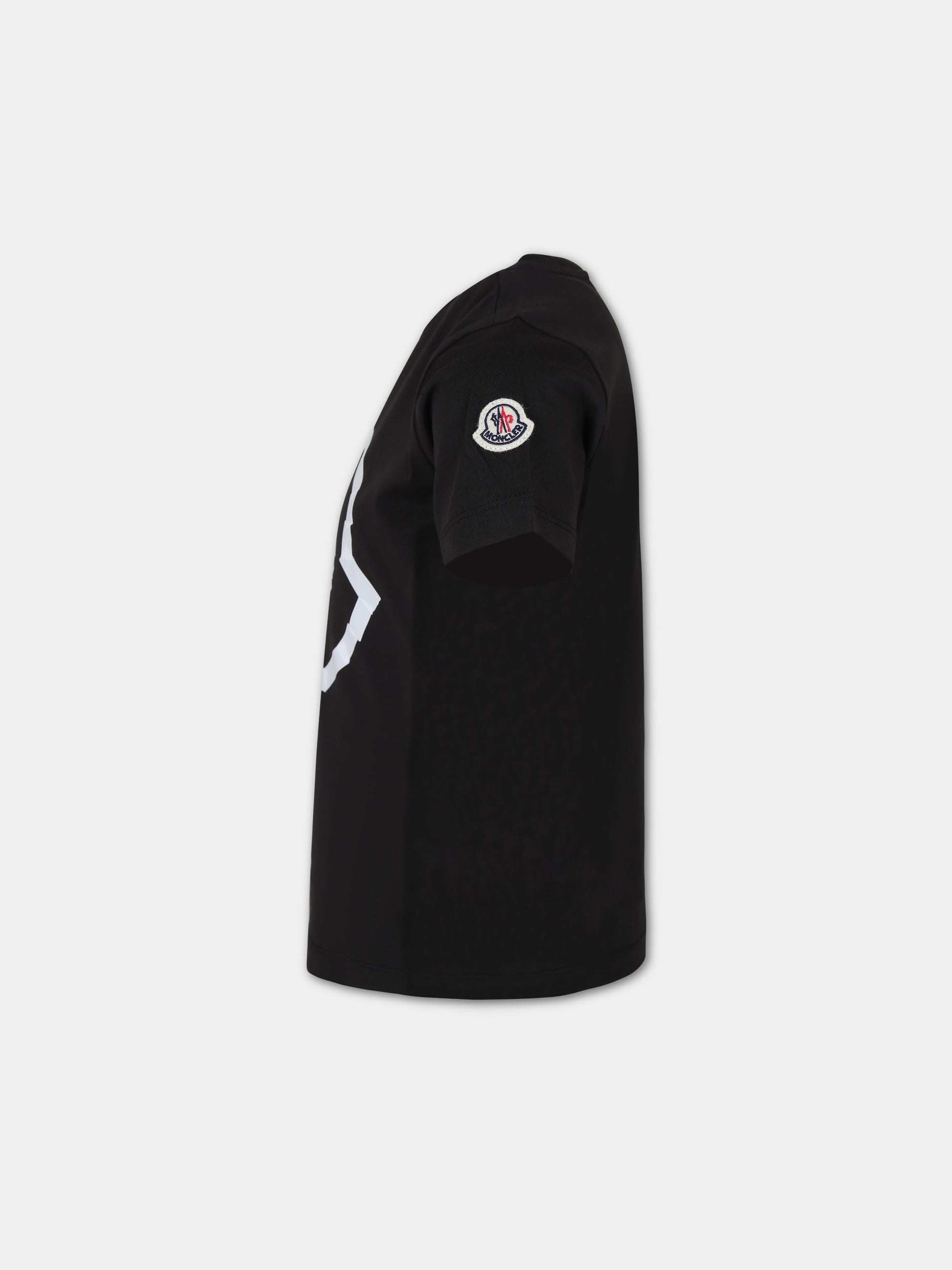 T-shirt nera per bambino con logo,Moncler Kids,954 8C00013 89AFV 999