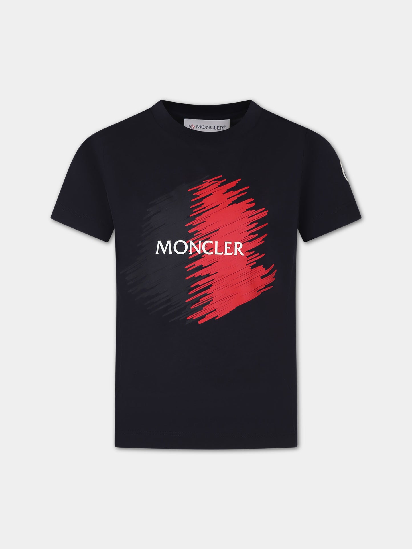 T-shirt blu per bambino con logo,Moncler Kids,954 8C00022 89AFV 778