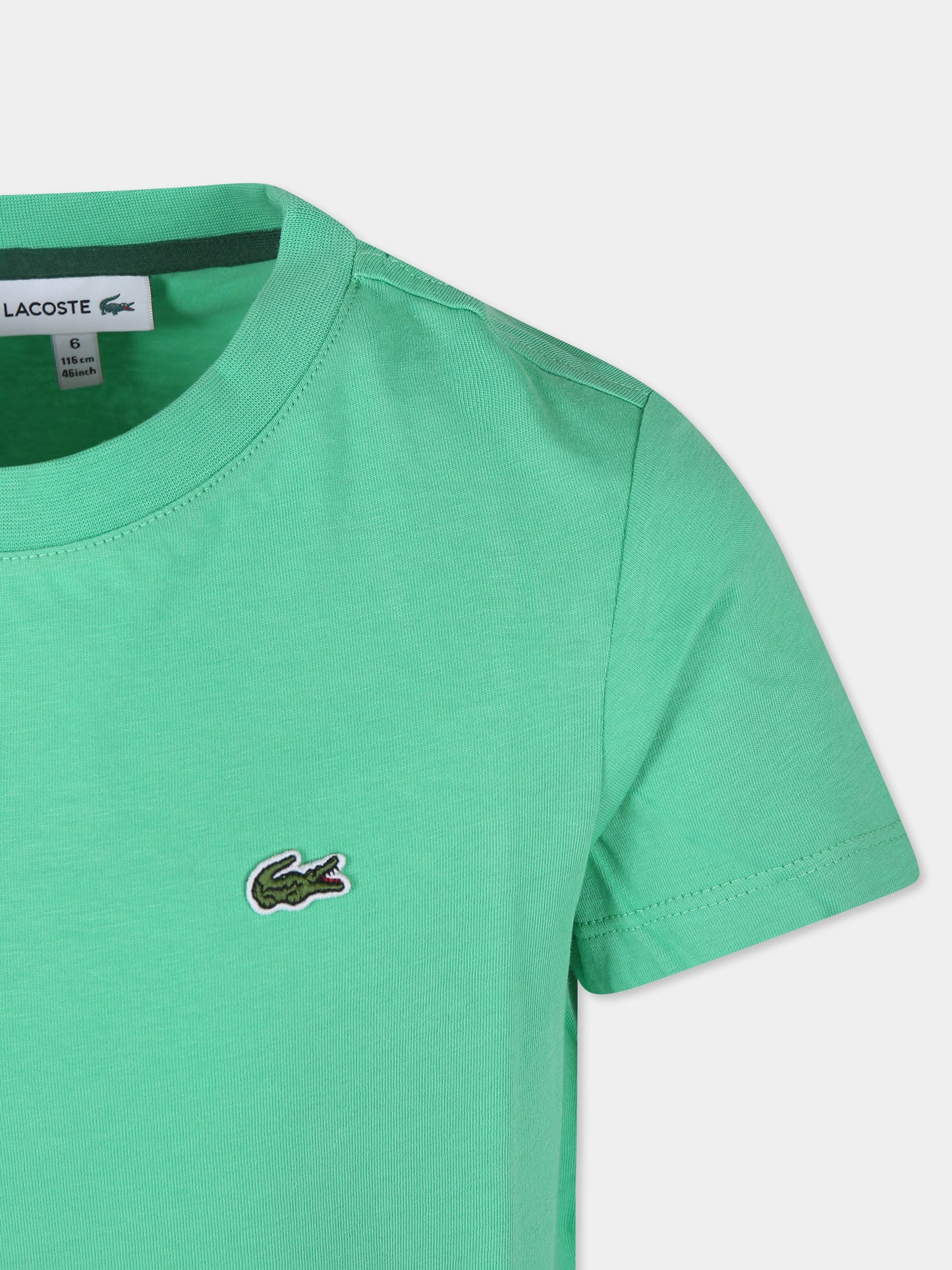 T-shirt verde per bambino con coccodrillo,Lacoste,TJ1122 UYX