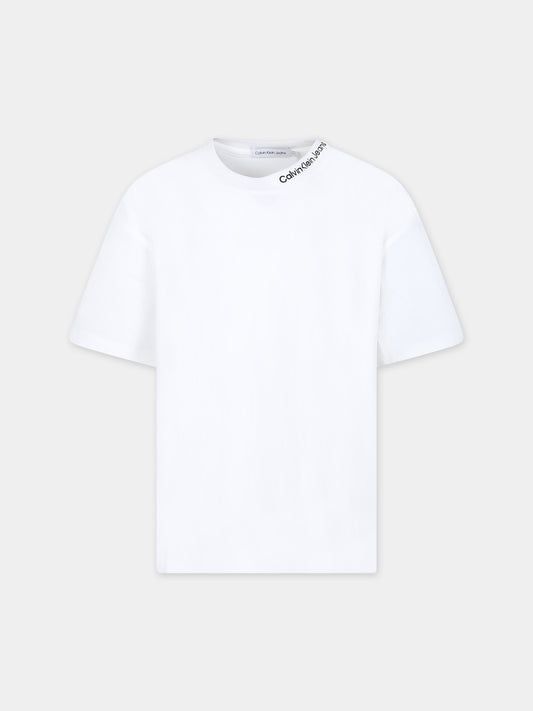 T-shirt bianca per bambino con logo,Calvin Klein Kids,24SMCKIB0IB02032 YAF