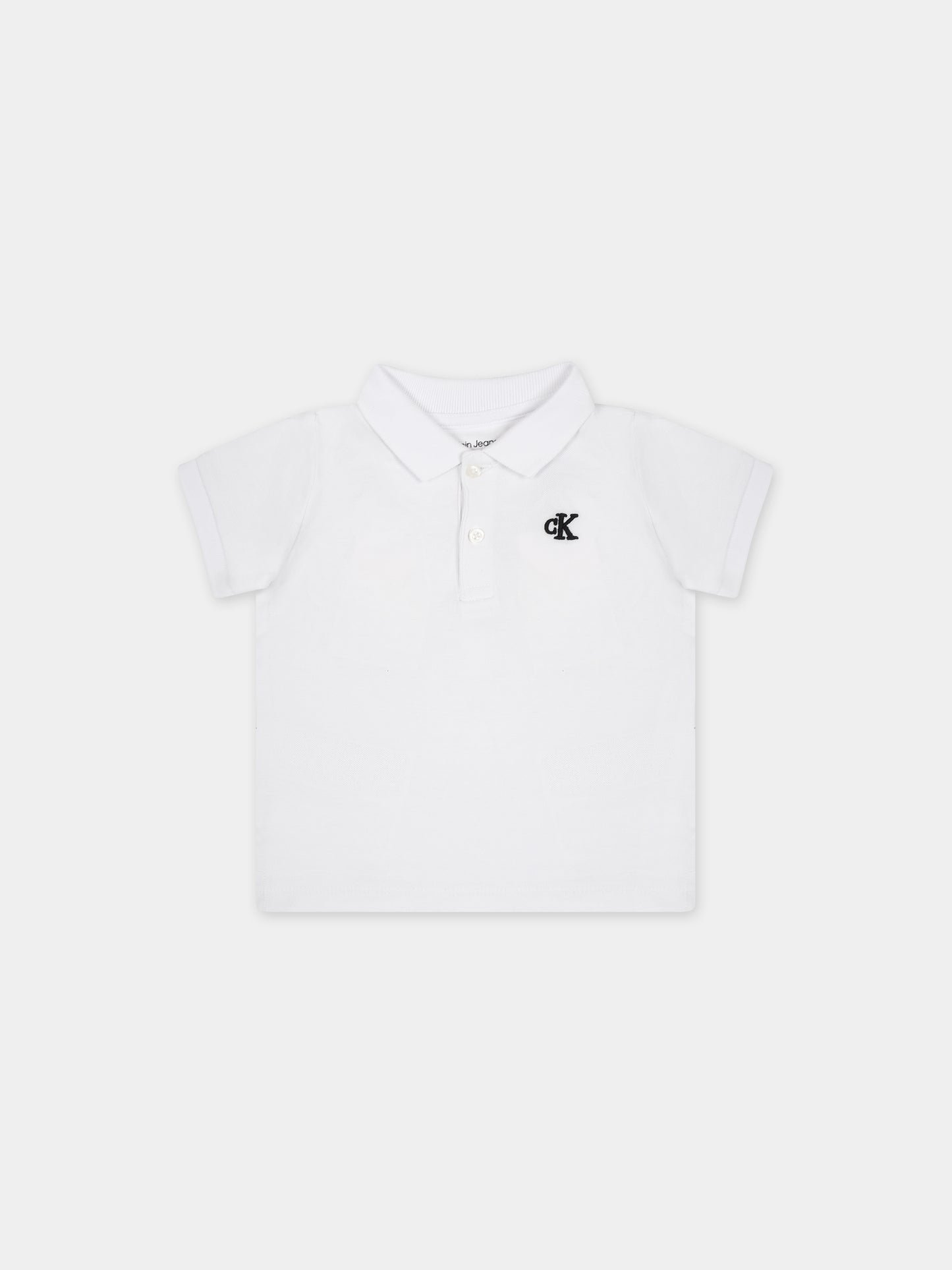 Polo bianca per neonato con logo,Calvin Klein Kids,24SMCKIN0IN00170 YAF