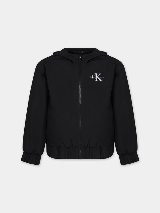 Giacca a vento nera per bambino con logo,Calvin Klein Kids,24SMCKIB0IB02091 BEH