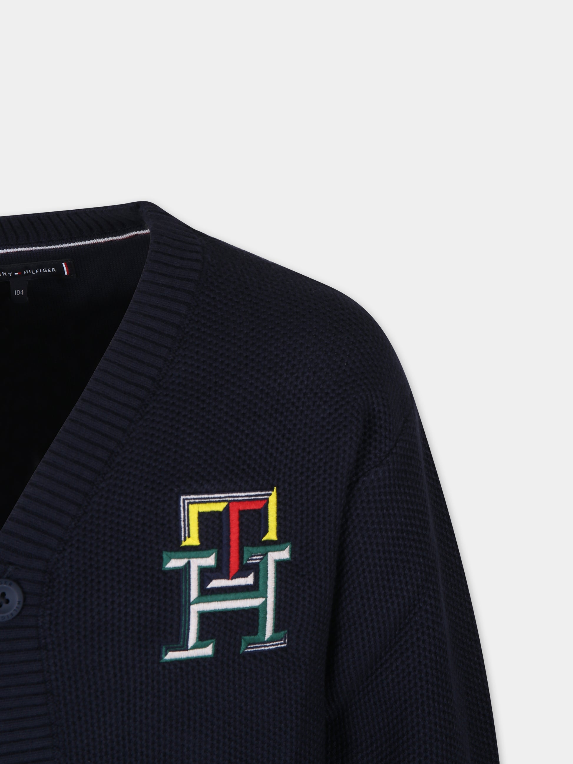 Cardigan blu per bambino con logo,Tommy Hilfiger Junior,24SMTHKB0KB08955 DW5