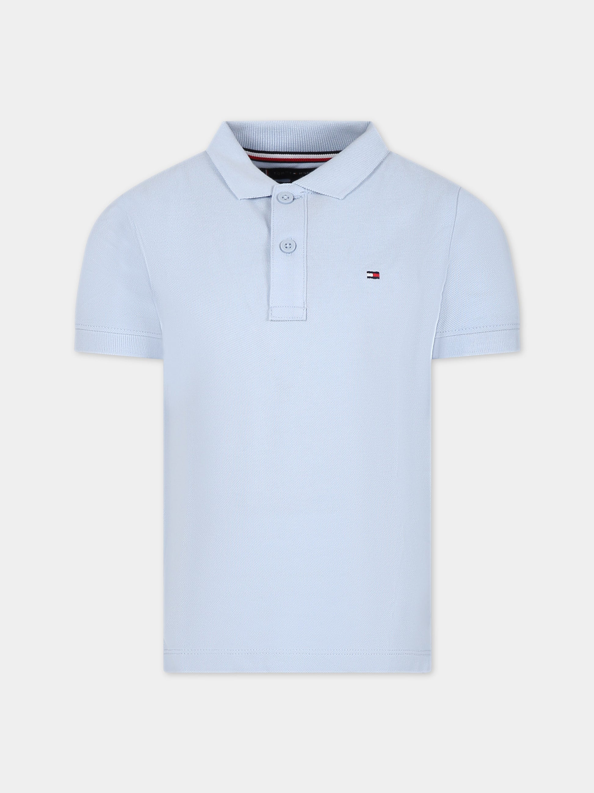 Polo celeste per bambino con logo,Tommy Hilfiger Junior,24SMTHKB0KB09103 C1O