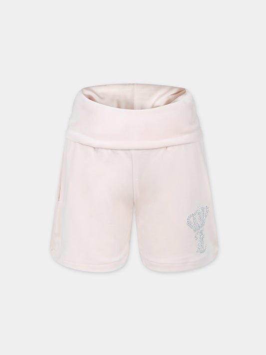 Shorts rosa per bambina con logo,Juicy Couture,24SMJCJBX6370 L27