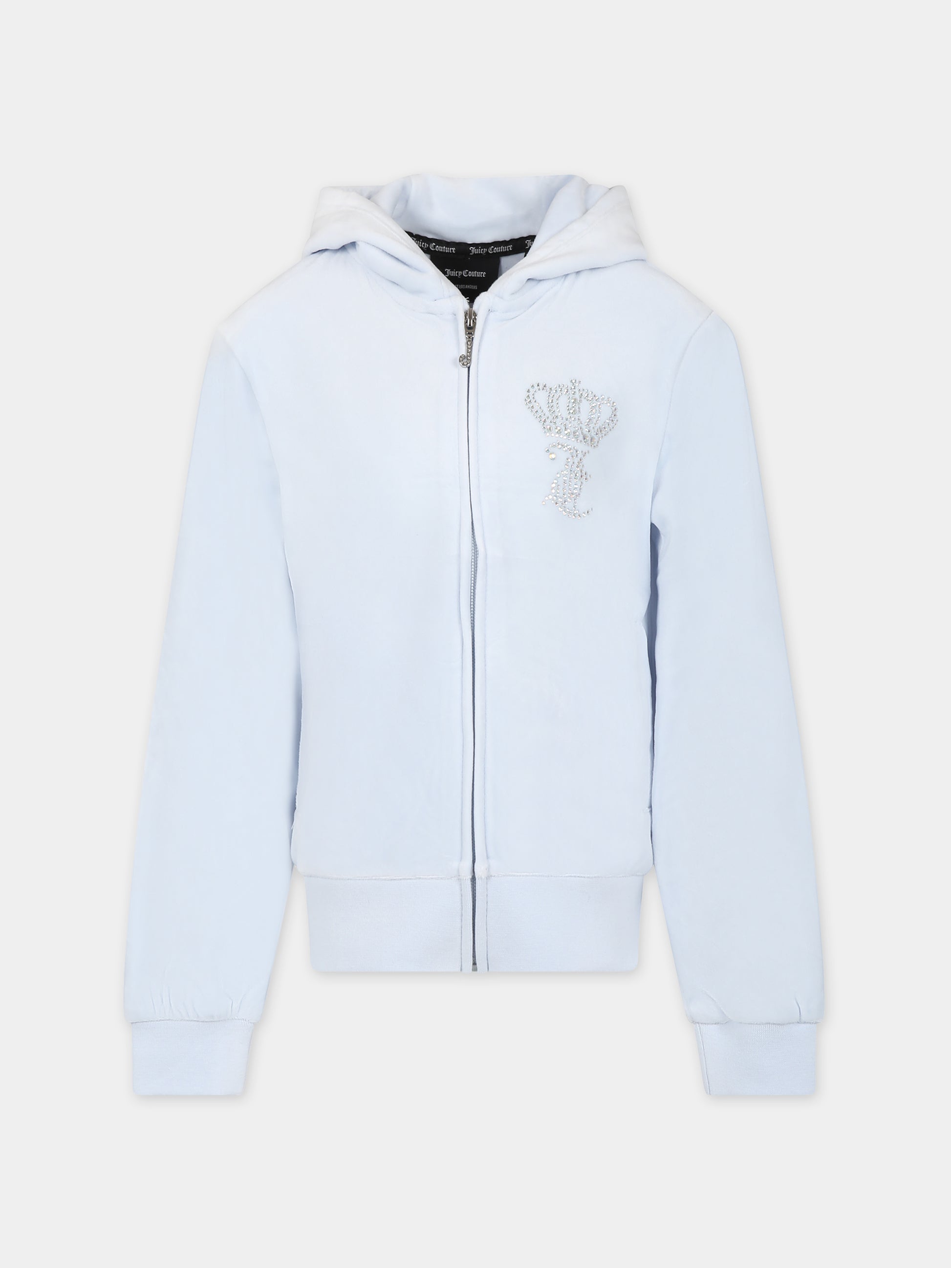 Felpa celeste per bambina con logo,Juicy Couture,24SMJCJBX6366 E44