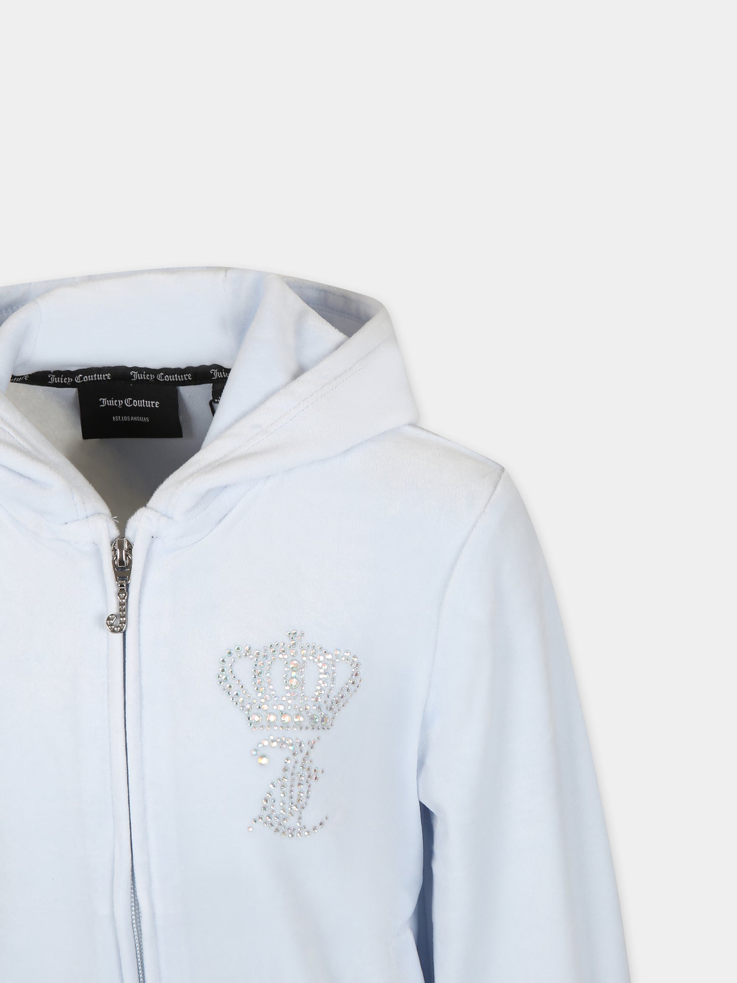 Felpa celeste per bambina con logo,Juicy Couture,24SMJCJBX6366 E44