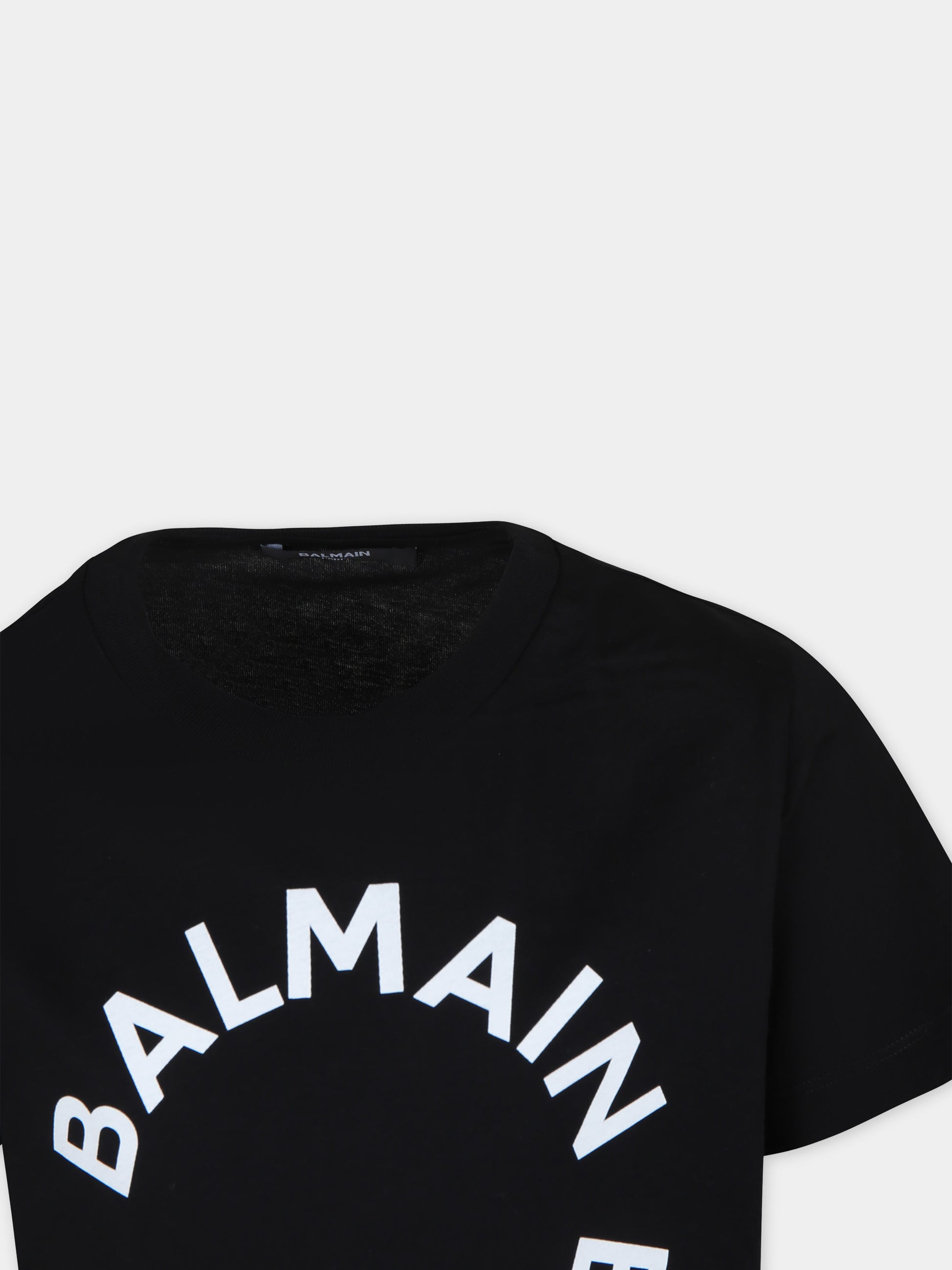 T-shirt nera per bambini con logo,Balmain Kids,BU8R31 Z0082 930BC