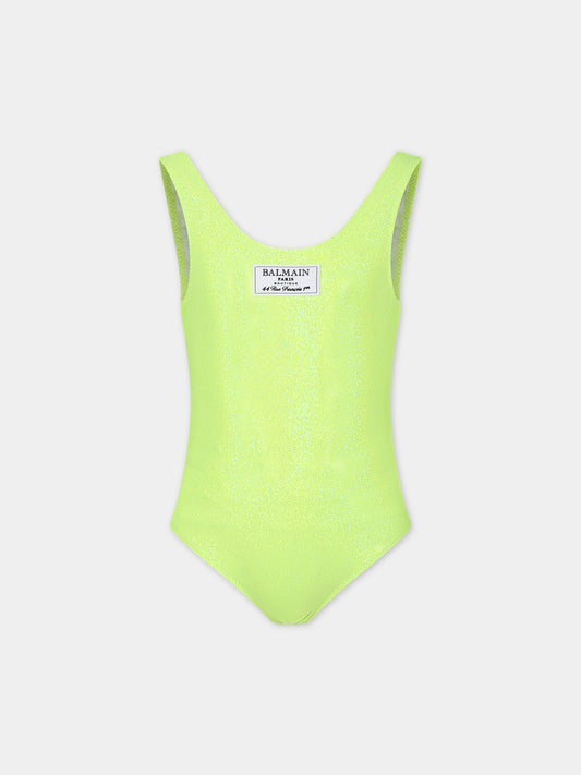 Costume intero giallo per bambina,Balmain Kids,BUCA3D J0417 290
