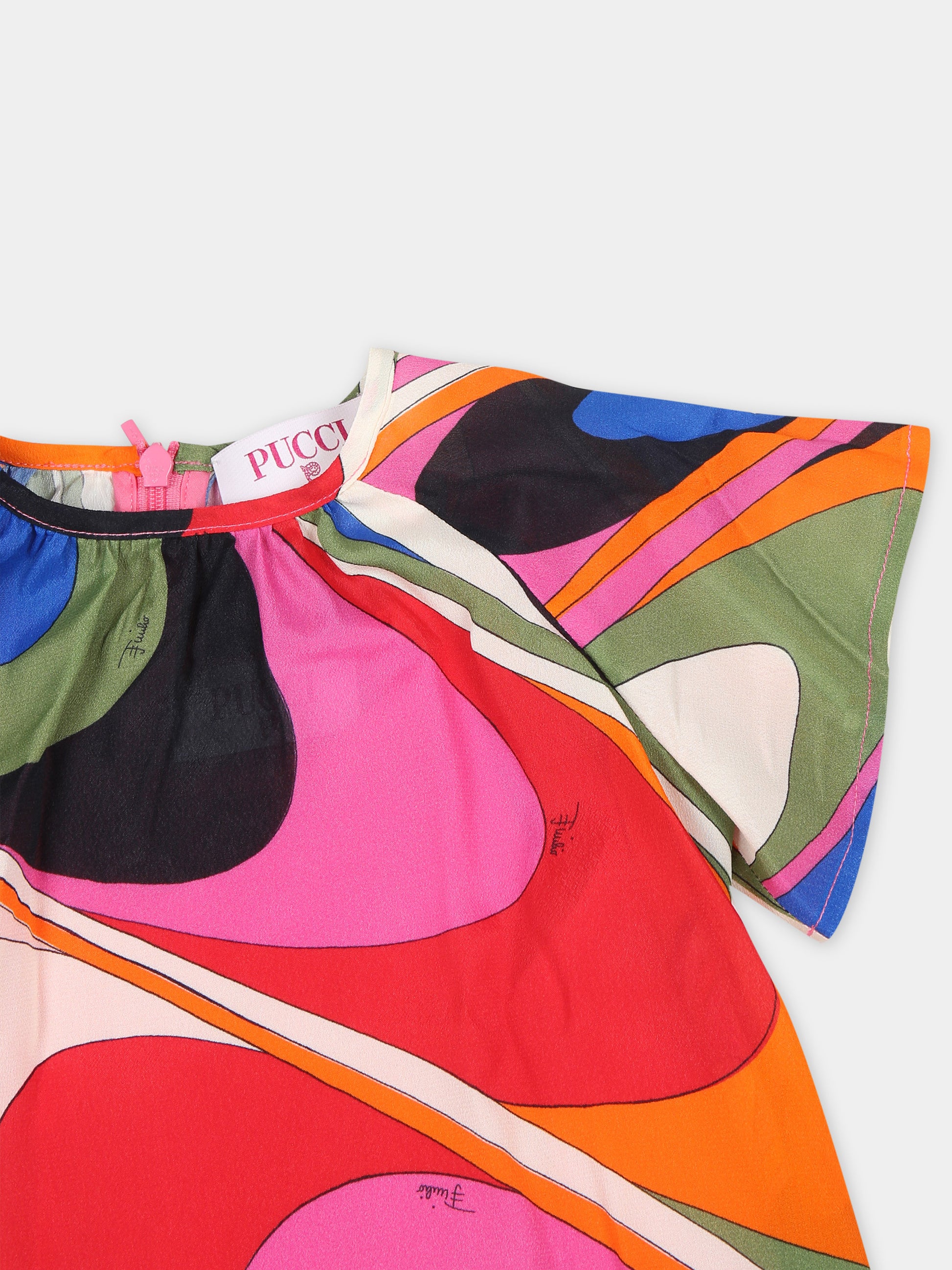 Vestito avorio per neonata con fiori,Emilio Pucci Junior,PU1131 K0194 999