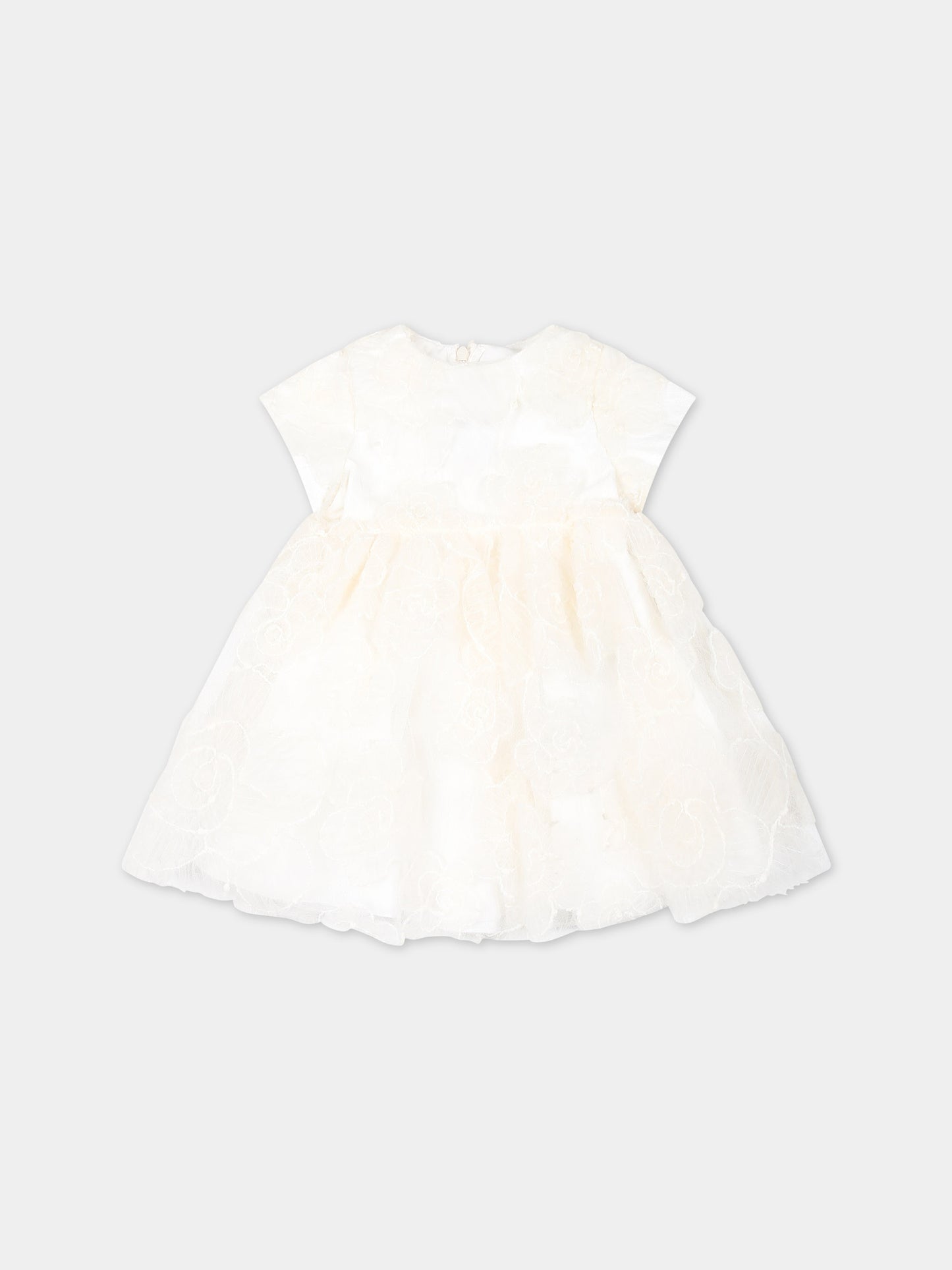 Vestito avorio per neonata con fiori,Simonetta,SU1171 U0146 104