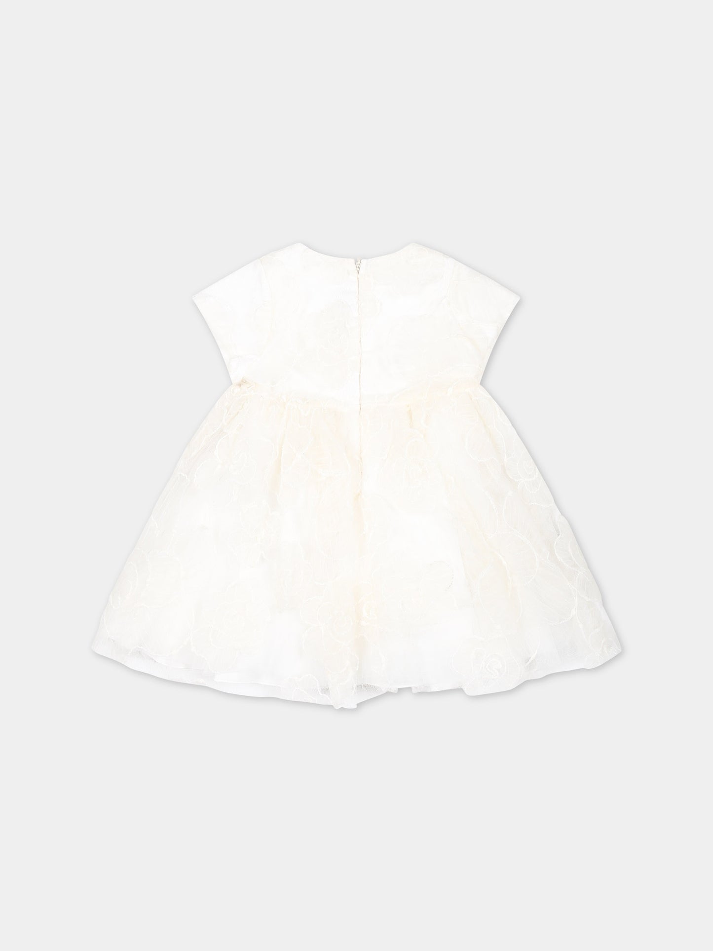 Vestito avorio per neonata con fiori,Simonetta,SU1171 U0146 104