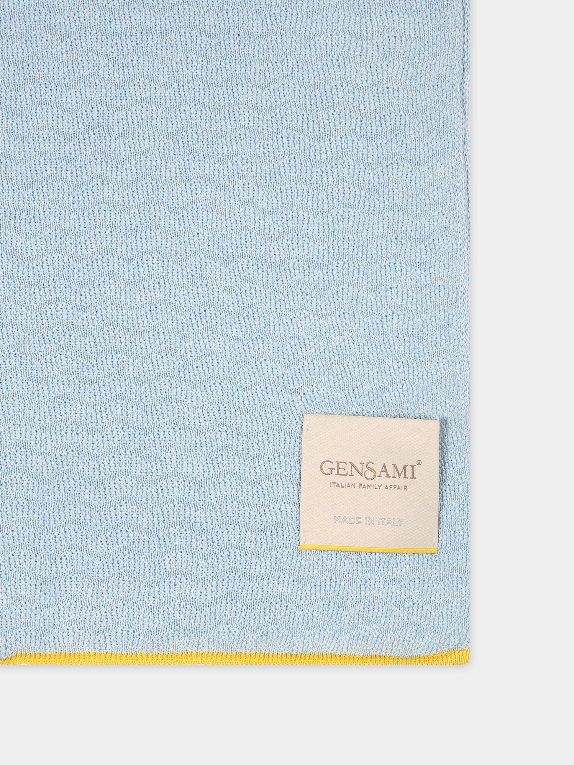 Coperta celeste per neonato con logo,Gensami,COP01 B ONDA BLUE SKY