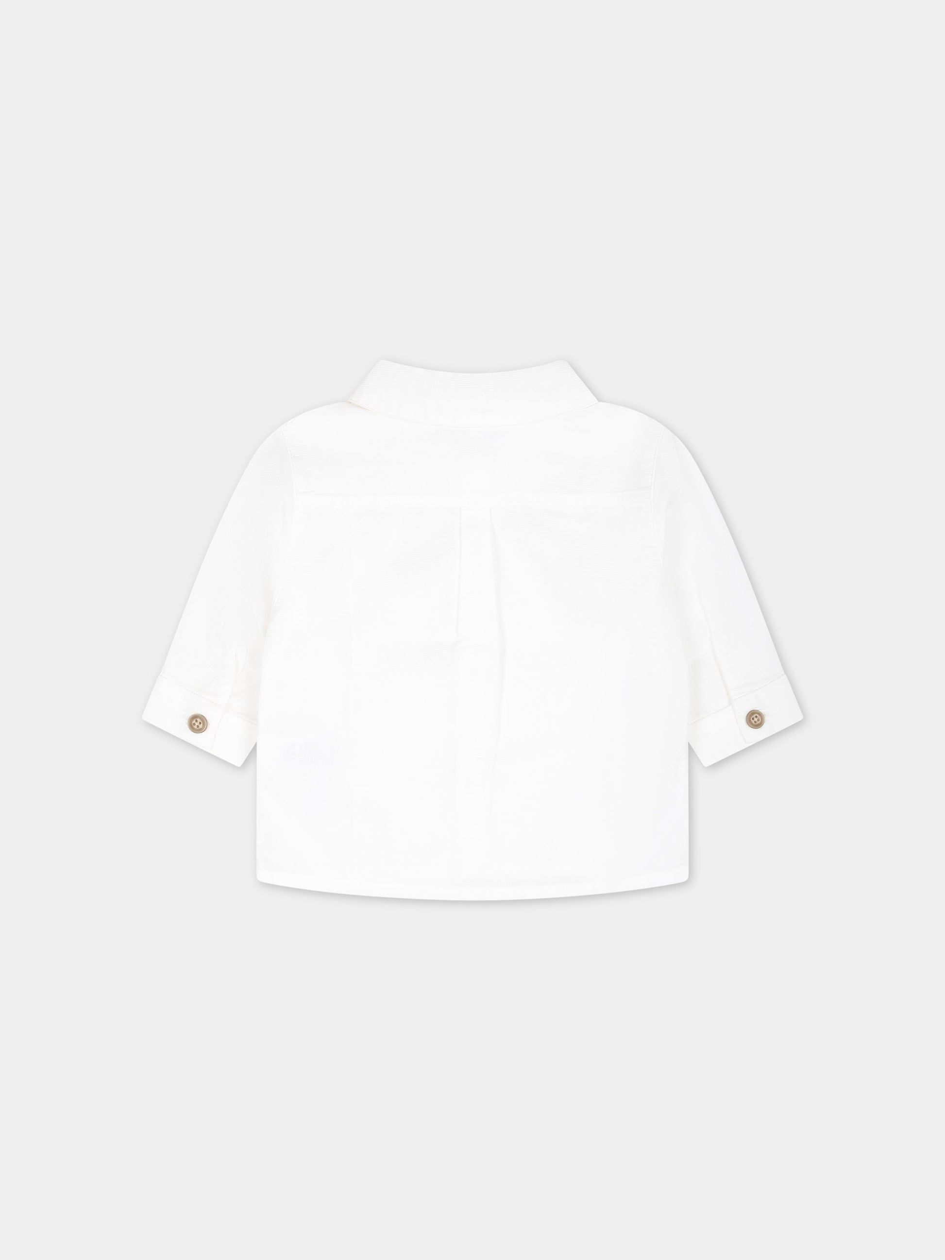 Camicia bianca per neonato con logo,Petit Bateau,A0ACF 01 ECUME