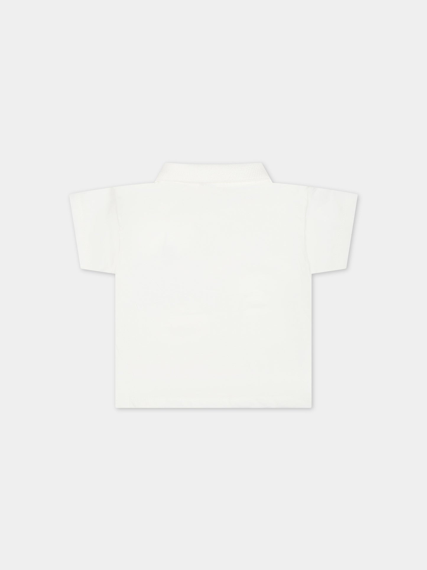 Polo bianca per neonato con logo,Petit Bateau,A09ZM 01 MARSHMALLOW