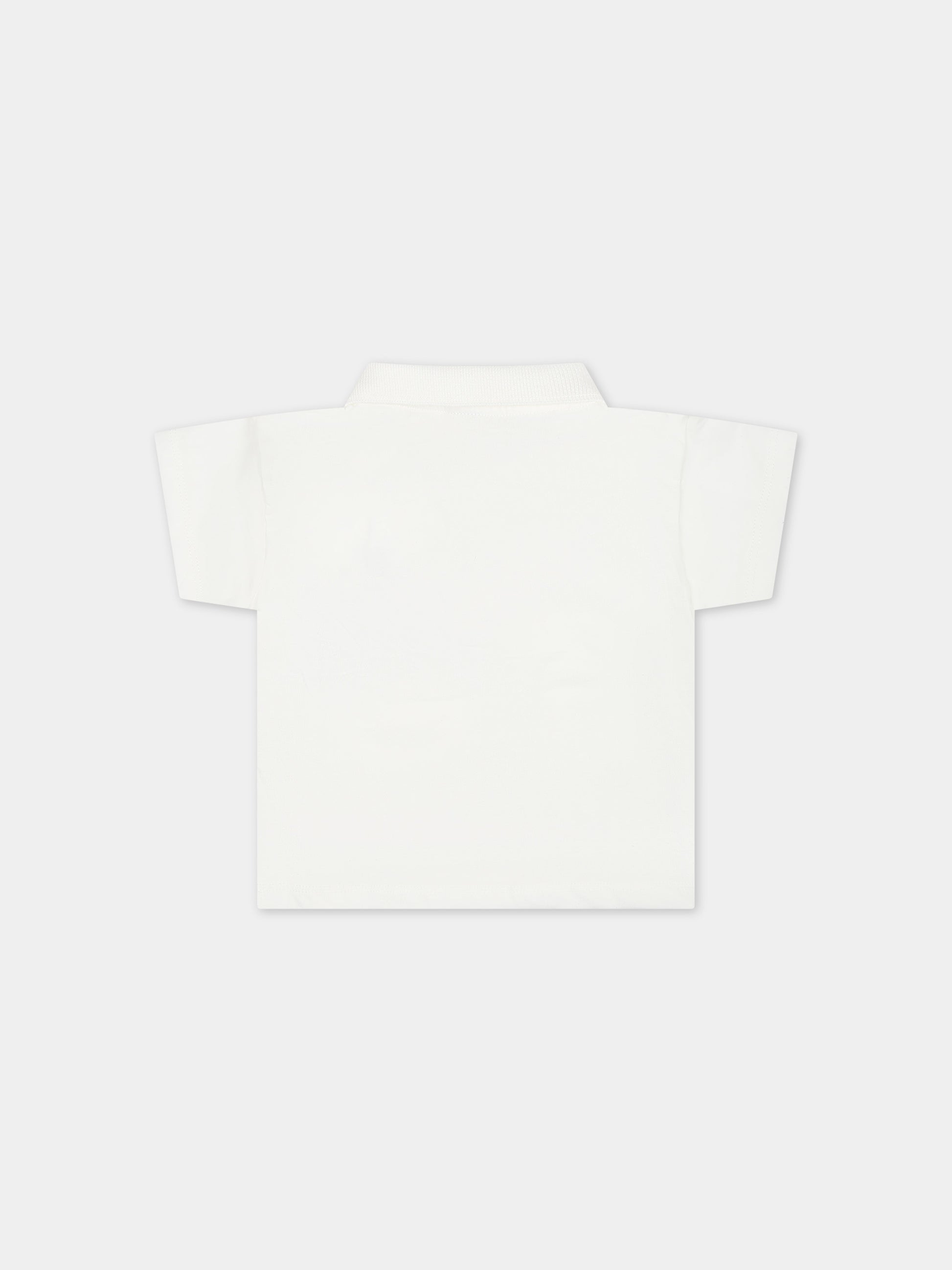Polo bianca per neonato con logo,Petit Bateau,A09ZM 01 MARSHMALLOW