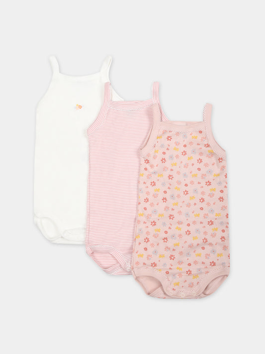 Set multicolor per neonata con fiori e righe,Petit Bateau,A09Y8 00 VARIANTE 1