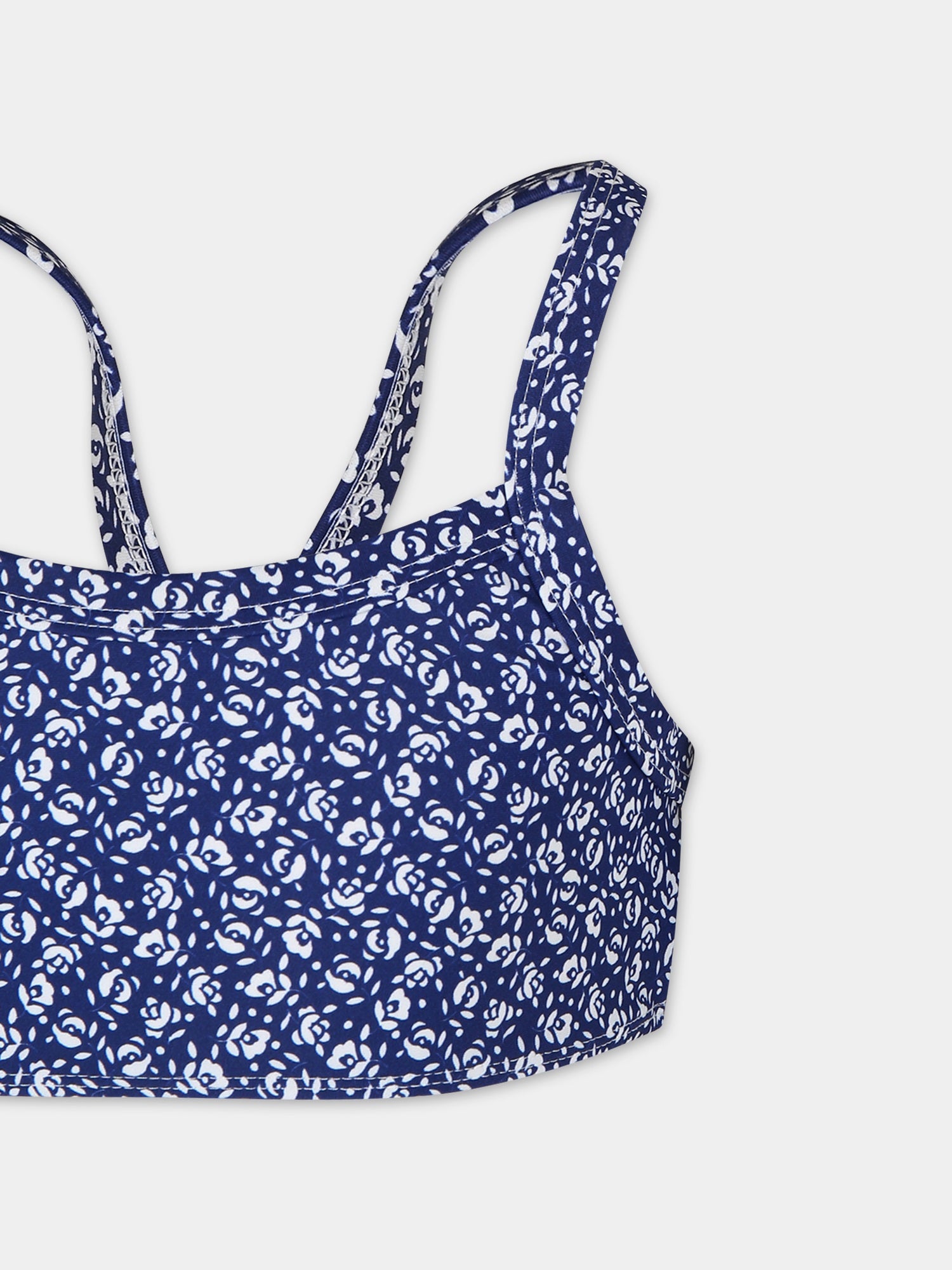 Bikini blu per bambina con stampa fiori,Petit Bateau,A0AGJ 01 INCOGNITO/MARSHMALLOW