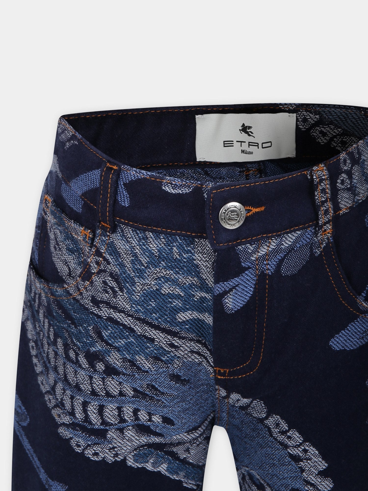 Jeans in denim per bambini con motivo paisley,Etro,GU6P40 D0082 621BC