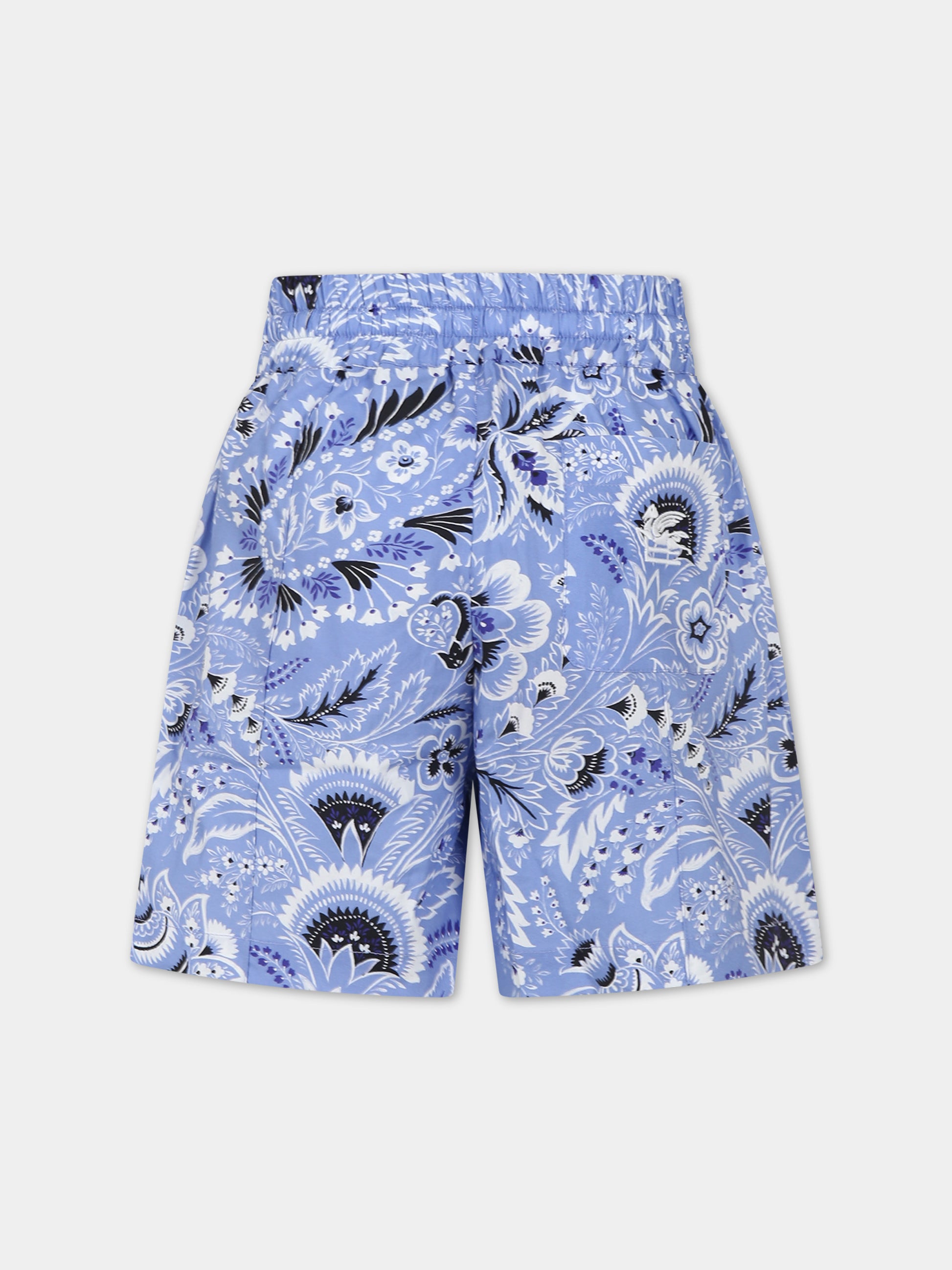 Shorts casual celeste per bambino con motivo paisley,Etro,GU6P59 P0417 654AV
