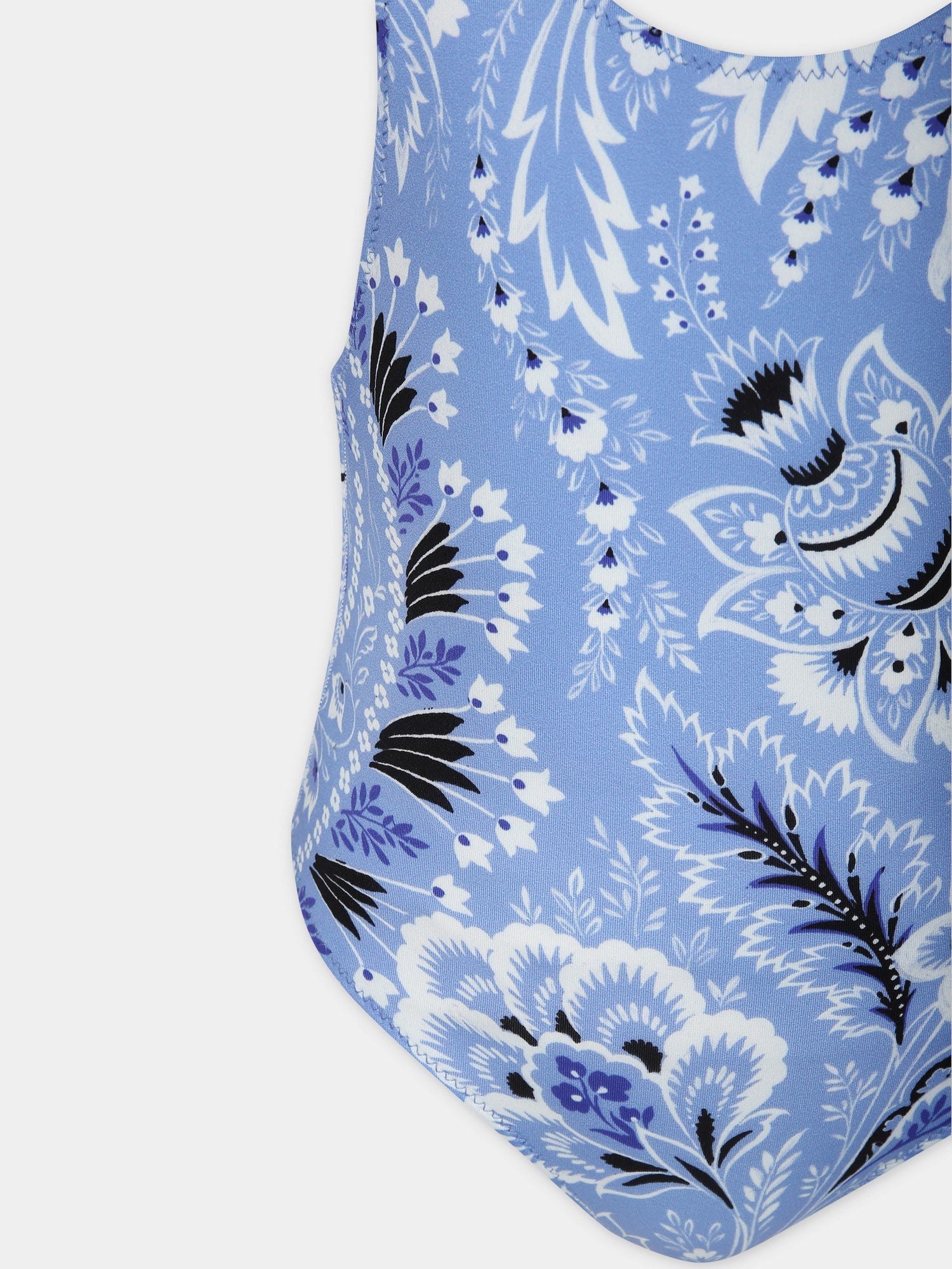 Costume intero celeste per bambina con motivo paisley,Etro,GUCA09 J0399 654AV