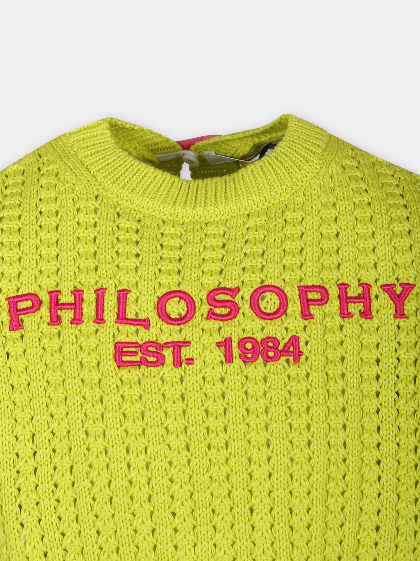 Maglia gilet gialla per bambina con logo,Philosophy,PFMA020 C FL001 1061