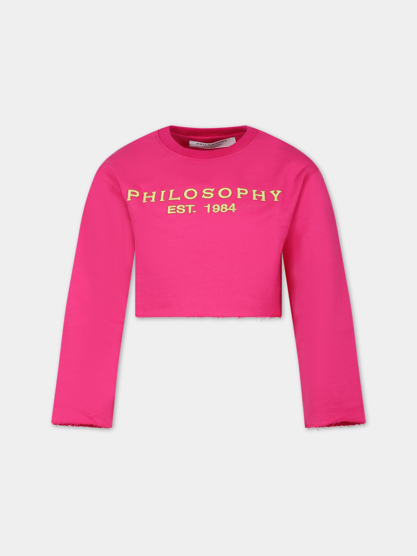 Felpa fucsia per bambina con logo,Philosophy,PFFE011 0 FF002 8014