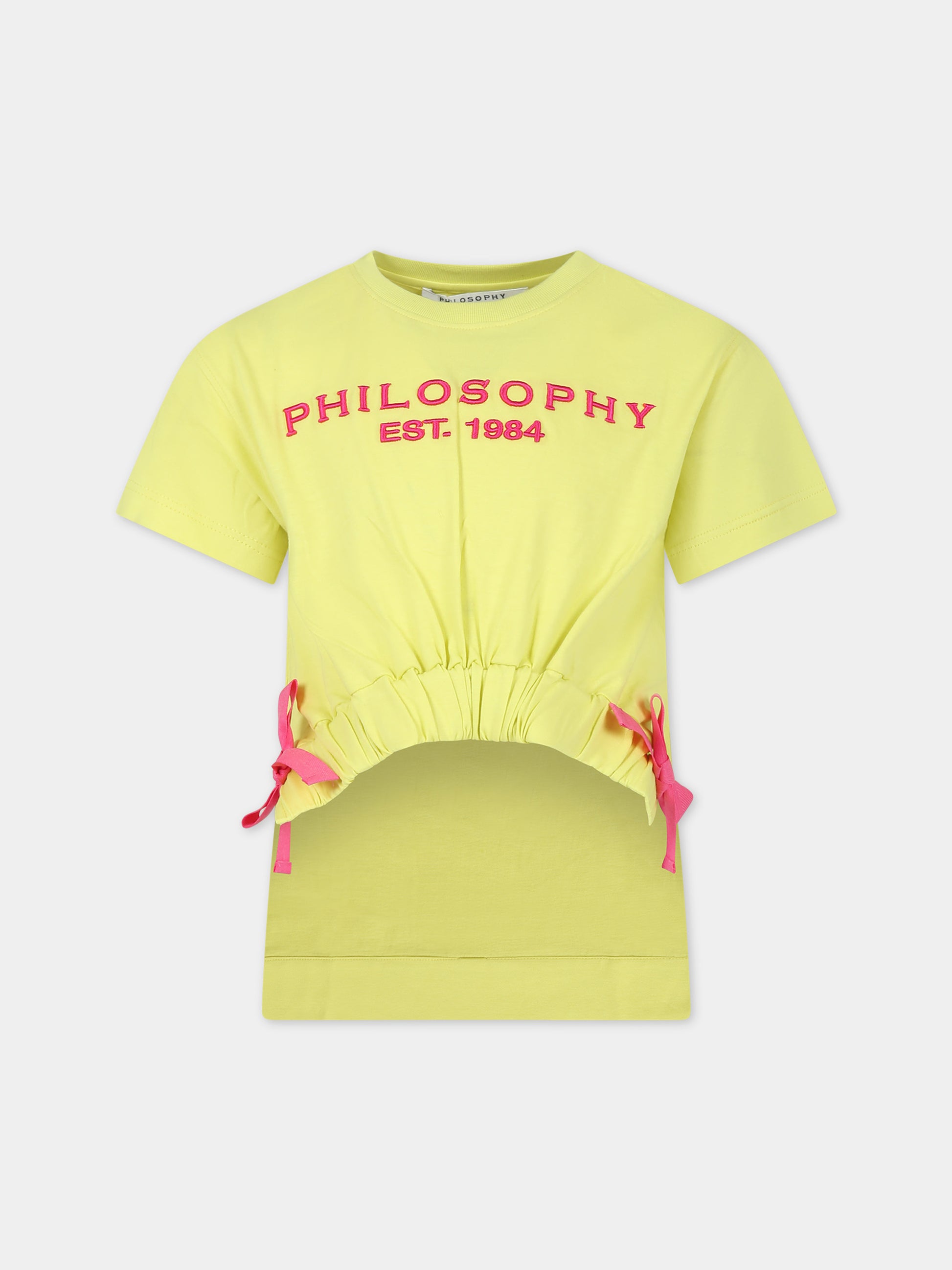 T-shirt gialla per bambina con logo,Philosophy,PFTS013 0 JF003 1064